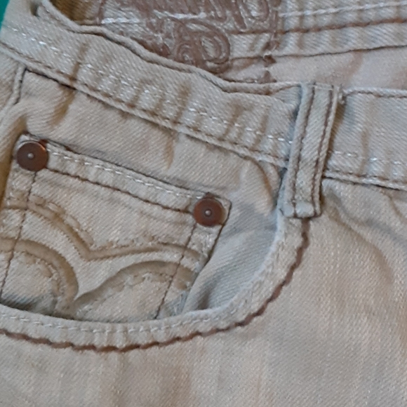 VINTAGE BRASS Tan , Distressed  JEANS, Size 32x32 - Picture 3 of 11